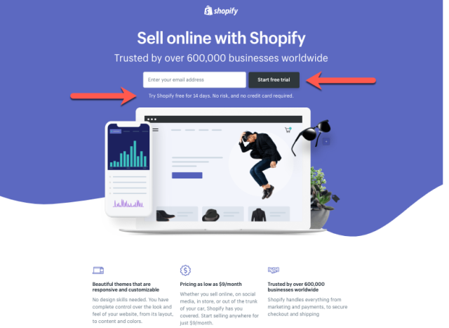 páginas de destino - ejemplos de shopify