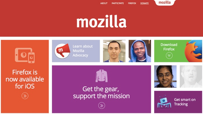 Página de inicio de Mozilla