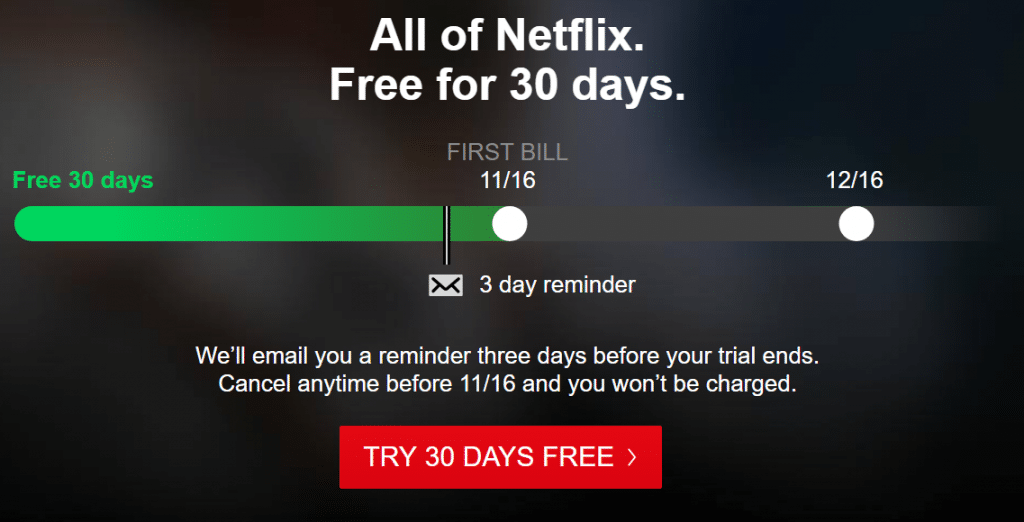 Netflix gratis por 30 días emergente