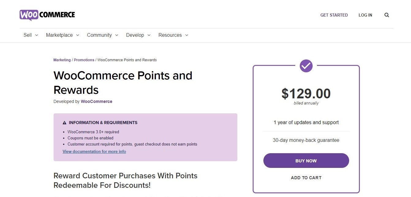 Puntos y recompensas de Woocommerce