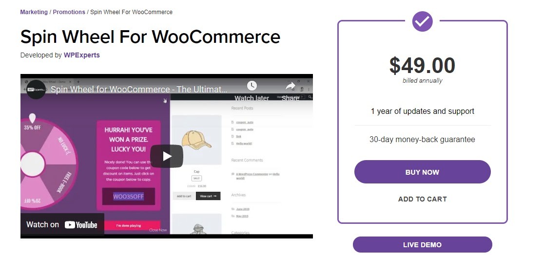 Ruota fortunata spin-to-win woocommerce