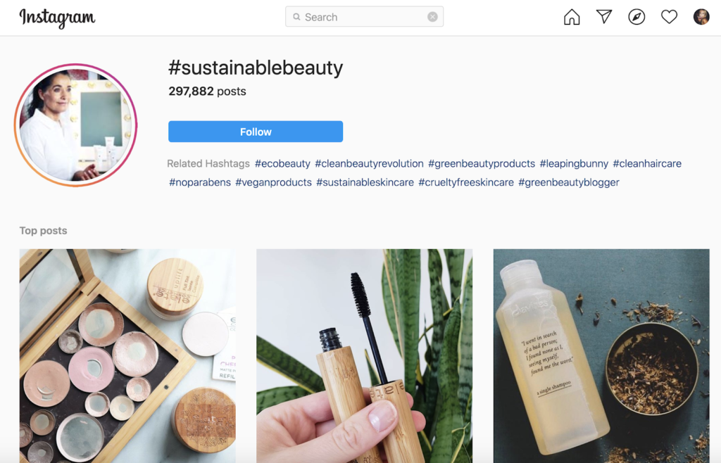 przykład wykorzystania hashtagów do wyszukiwania na Instagramie