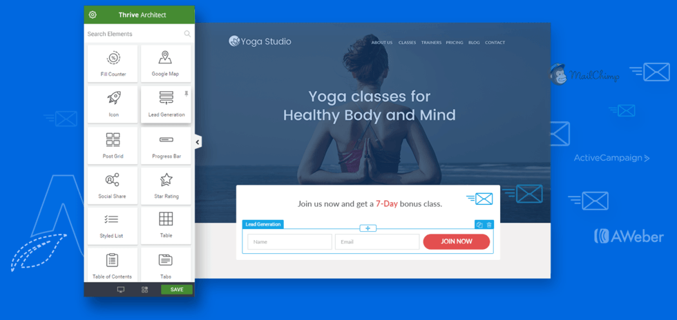 use thrive landing page builder