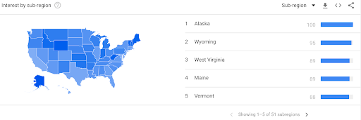 Карта Google Trends