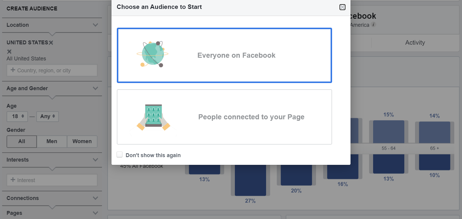 Crea un pubblico su Facebook