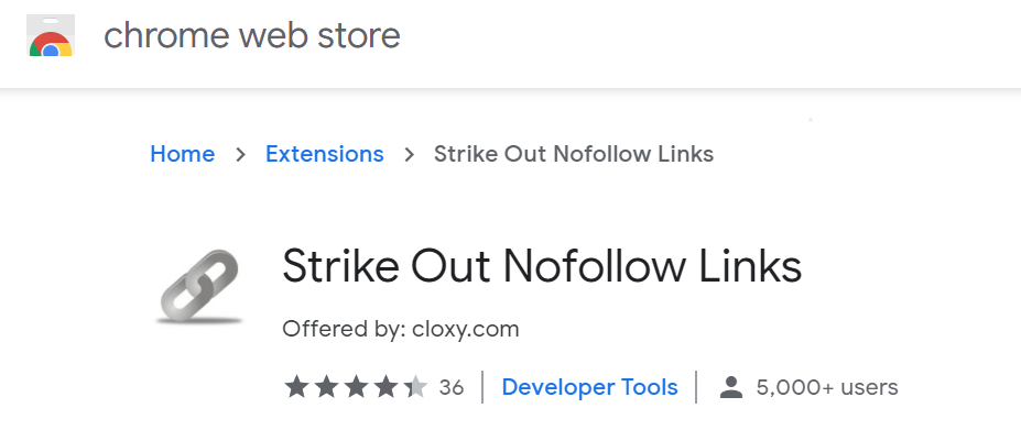 Strike Out NoFollow Links في متجر Google Chrome