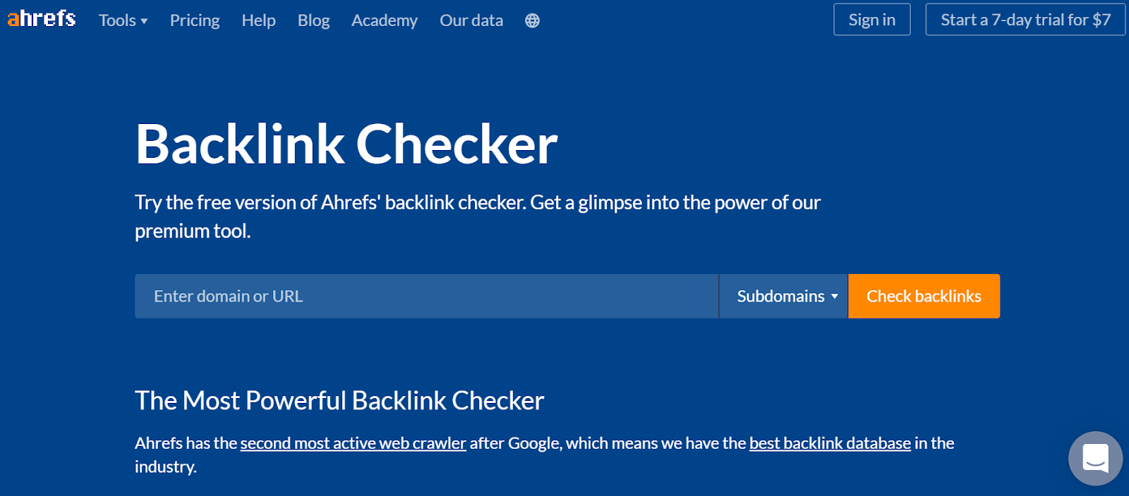 Vérificateur de backlink Ahrefs