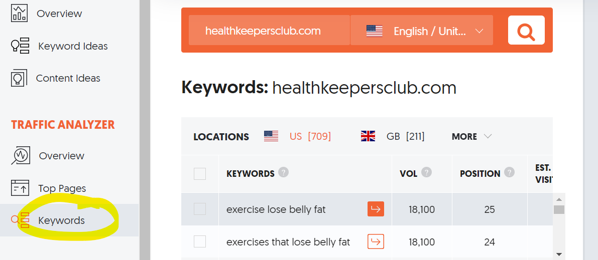 Ubersuggest kullanarak anahtar kelimeleri bulma