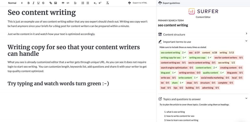 Surfer SEO Screenshot