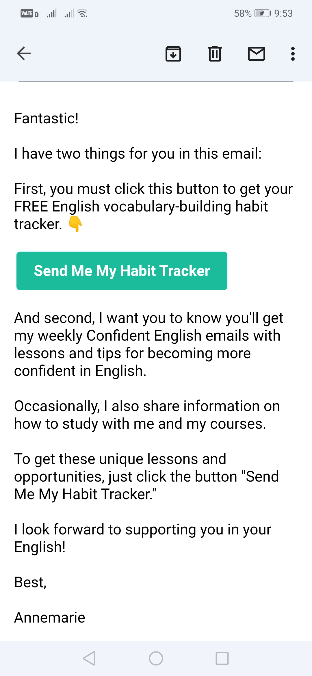 Contoh Email Setelah Mendaftar dari Speak English Confidently