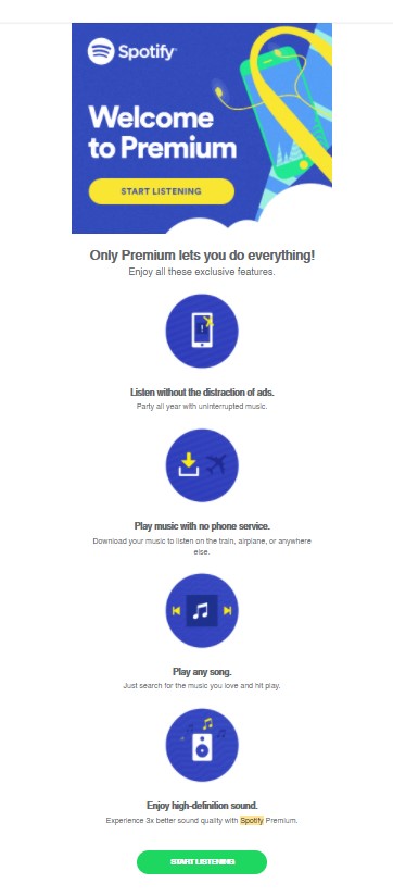 Contoh email selamat datang #3 - Spotify