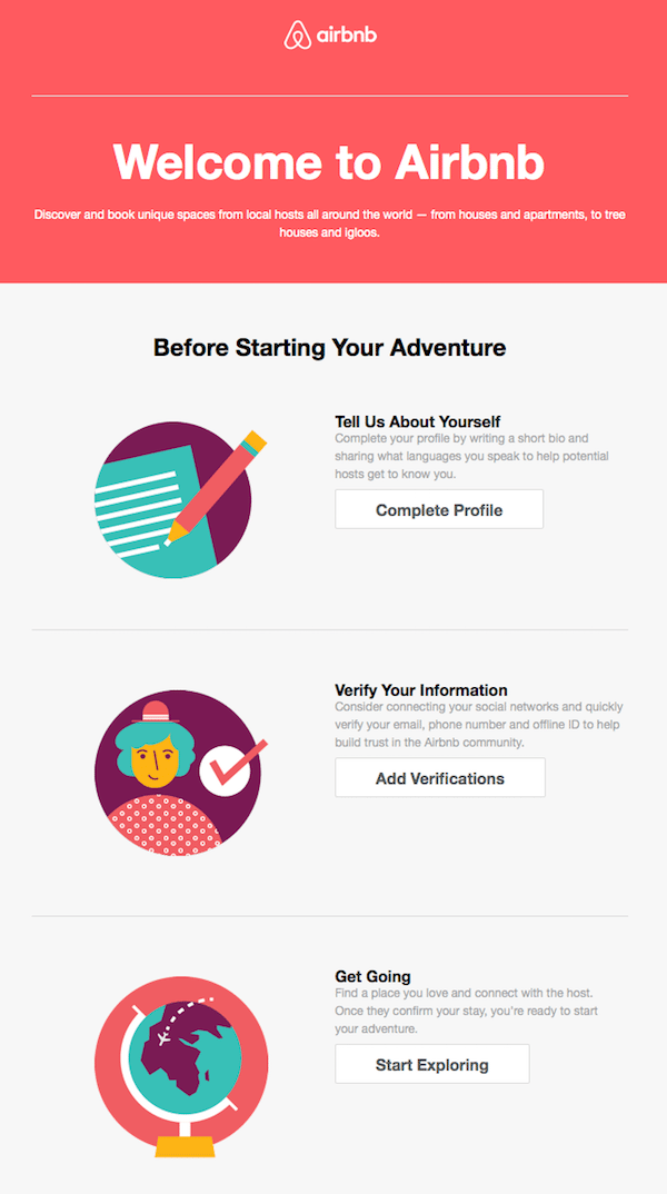 Contoh email selamat datang #2 - Airbnb