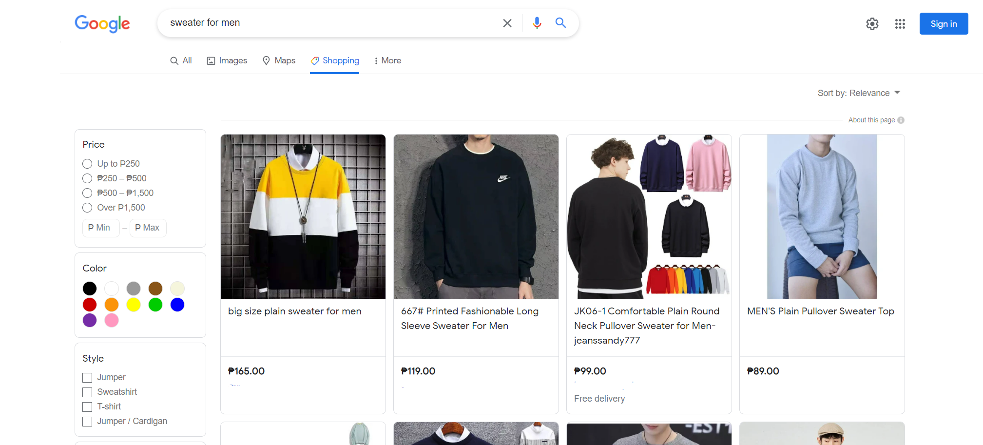 Usa Google Shopping