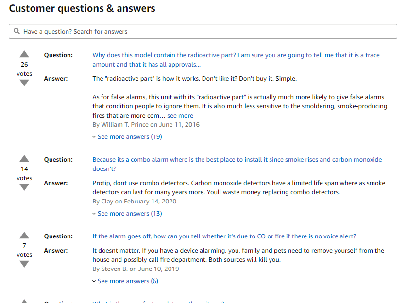 question and answer on amazon product page