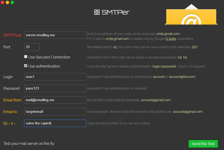 smtper tester smtp