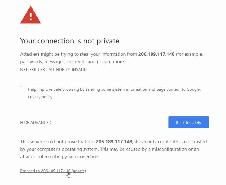 Avertissement SSL