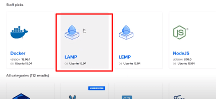 choisir une lampe dans digitalocean