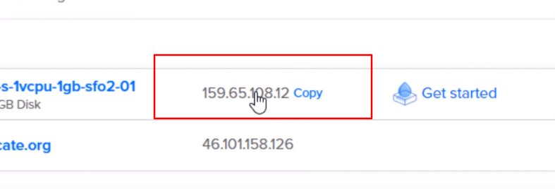 DigitalOcean'daki IP Adresi