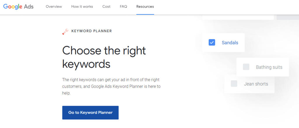 Planejador de palavras-chave do Google