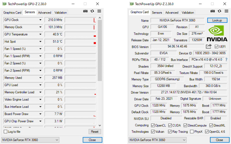 Capturas de tela GPU-Z