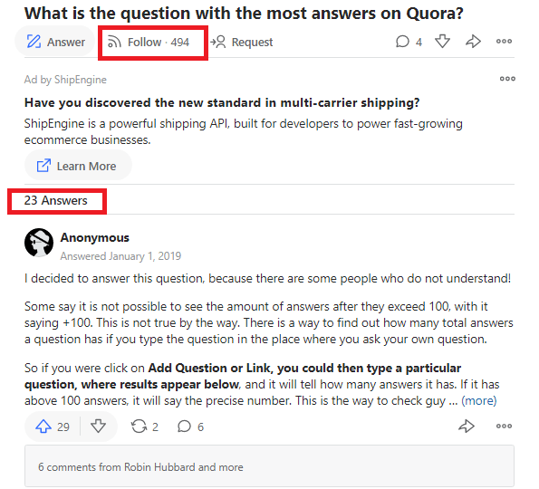 أسئلة Quora مع معظم المتابعين