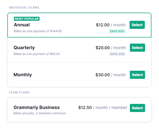 Precios gramaticales