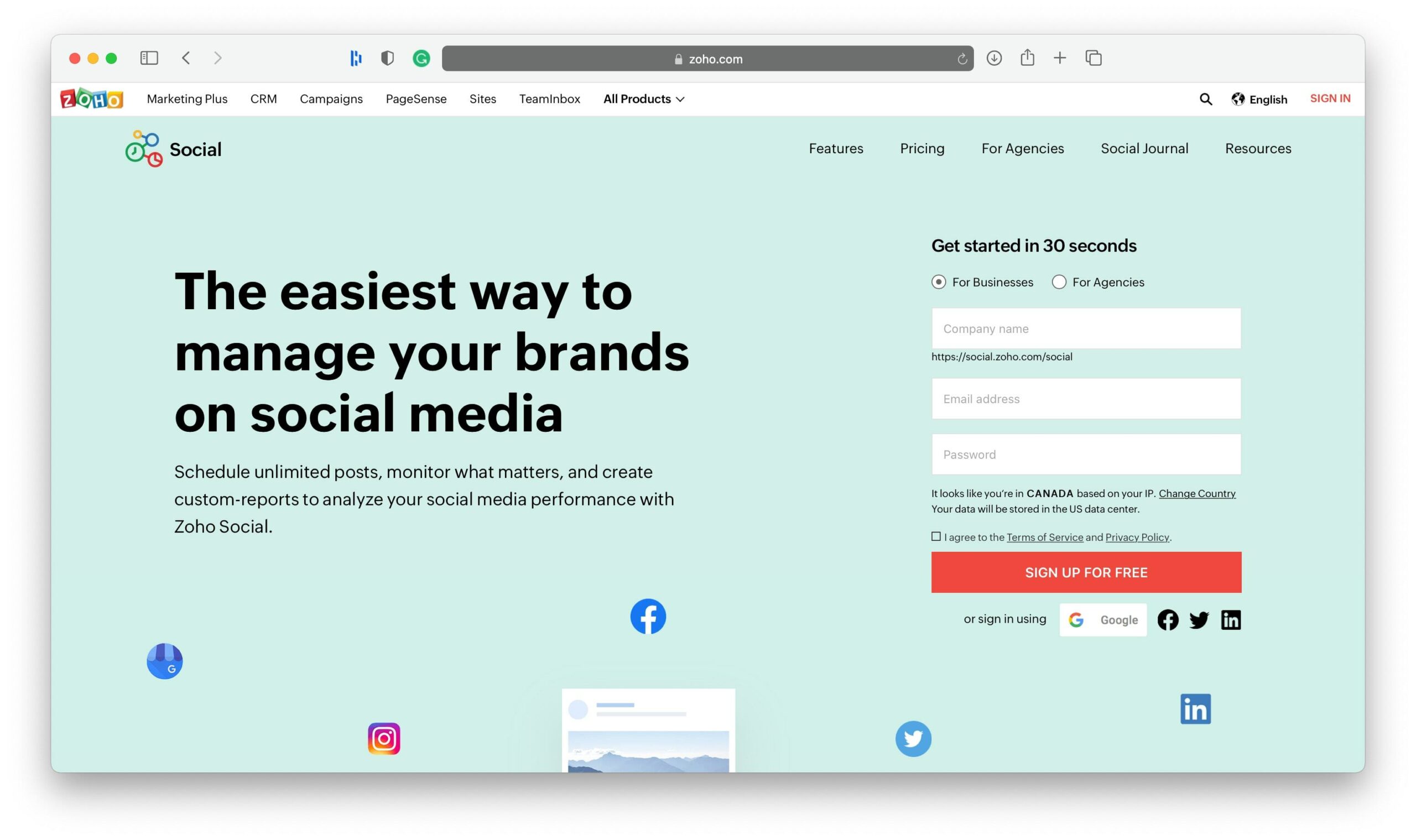 Zoho Social Media Posting-Tool