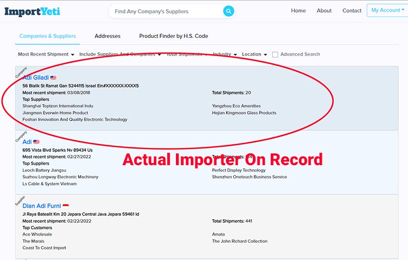 Resultados de ImportYeti