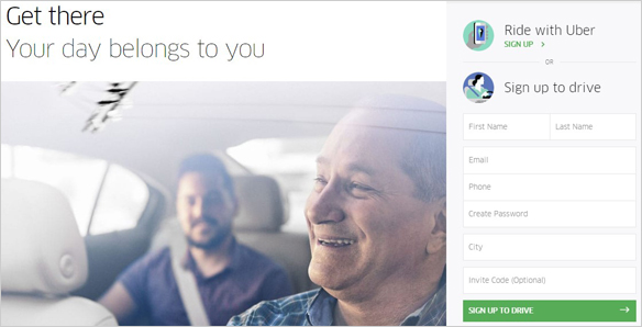 Uber - Human Element in Landing Page Design