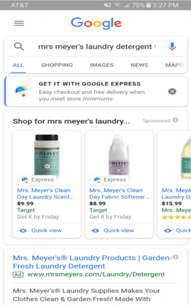 Google Shopping Actions Google Express의 스크린샷