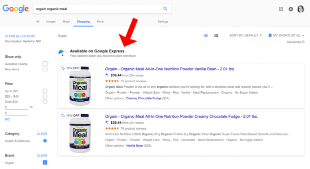 Beispiel Google Express Shopping