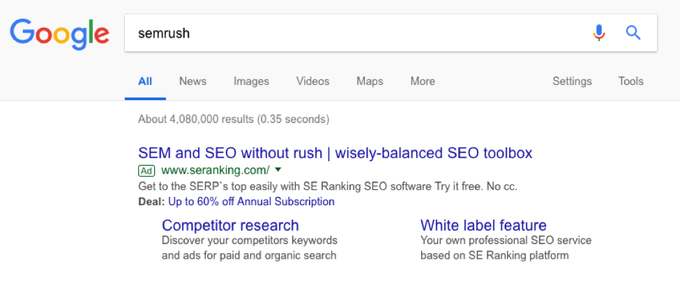 Semrush serp