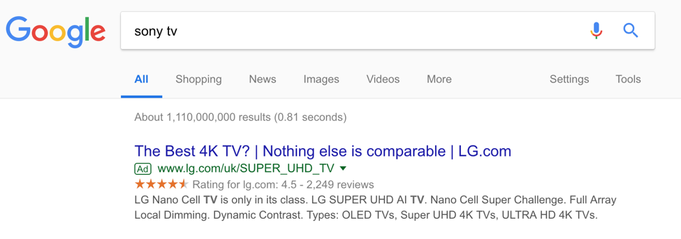 sony tv serp