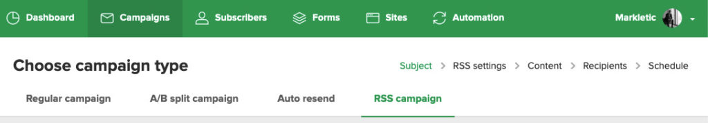 rss kampania - Mailerlite kampania RSS