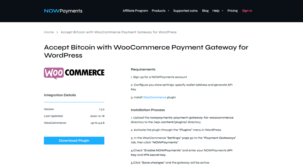 WooCommerce 사이트에서 BTC를 수락하는 방법