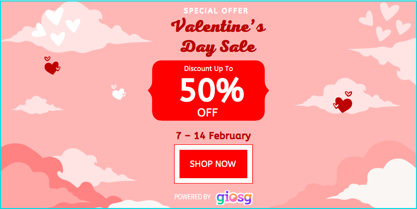 Saint Valentin à 50% de réduction