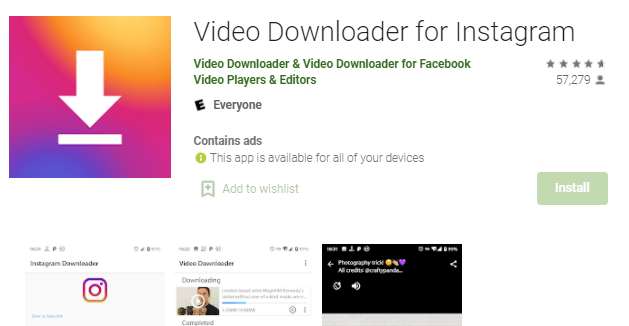 Downloader de vídeo para Instagram