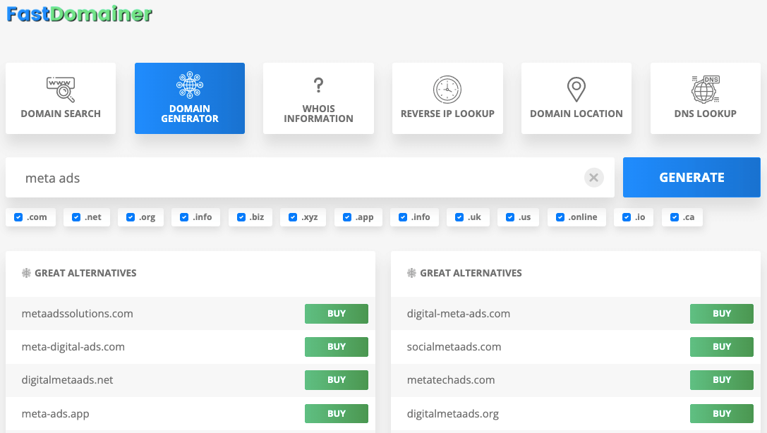 Fast Domainer: เครื่องมือสร้างชื่อโดเมนที่ดีที่สุด