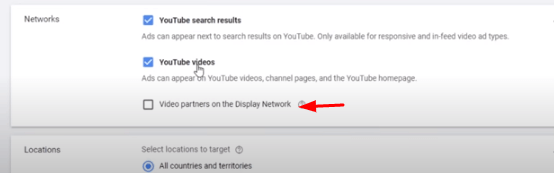 Deaktivieren Sie Videopartner im Display-Netzwerk, um die ersten 1000 Abonnenten auf YouTube zu erhalten: