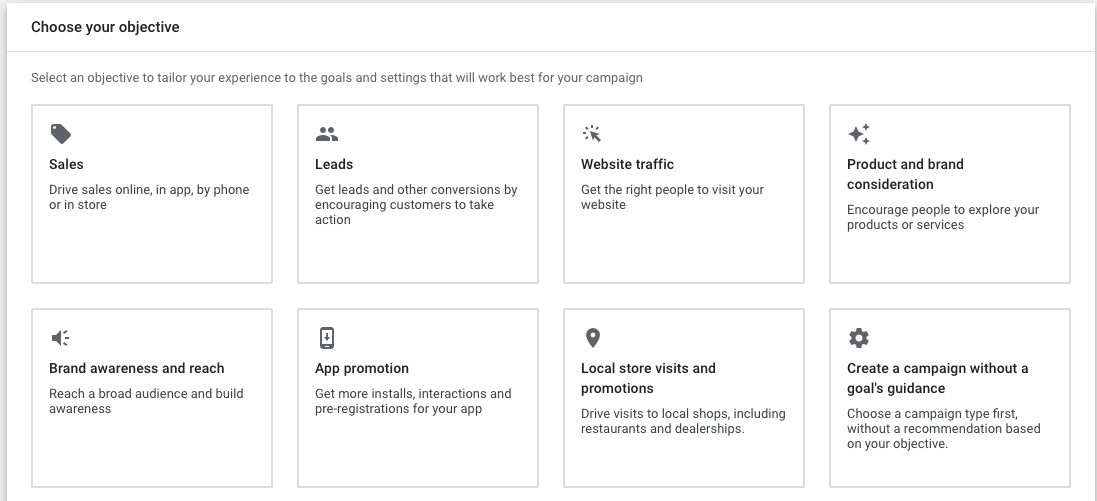 Wählen Sie Ihre Google Ads-Ziele aus