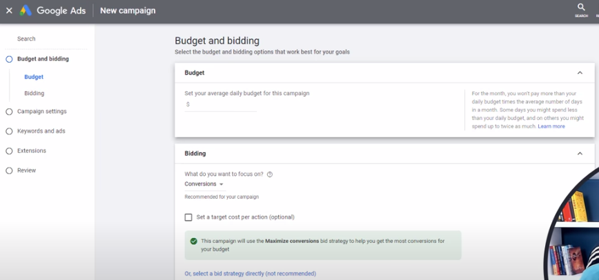 Legen Sie Ihr Budget fest und werten Sie es aus und geben Sie Gebote für Google-Anzeigen ab