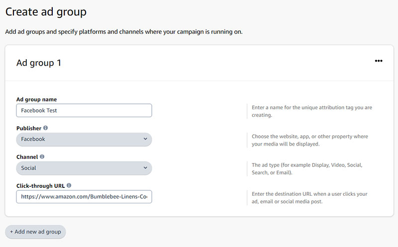 Amazon Attribution-Anzeigengruppe