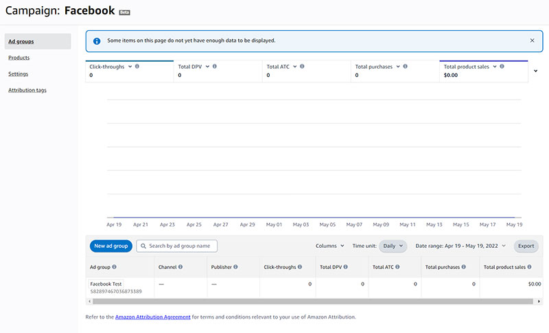 Données d'attribution Amazon