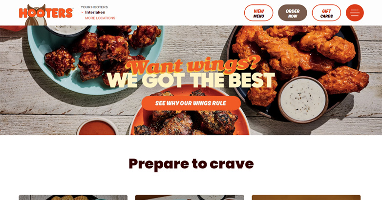 The Hooters website design