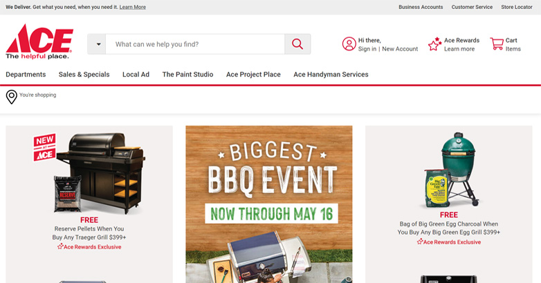 Franchise web design: the Ace Hardware website