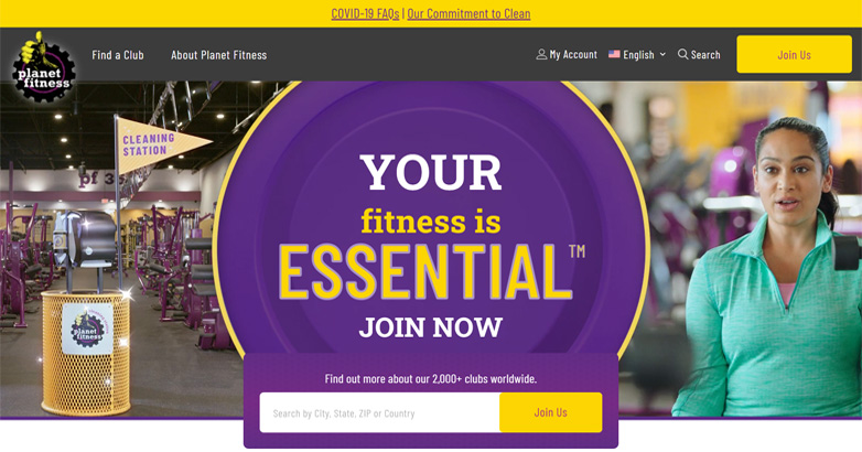 La conception du site Web de la franchise Planet Fitness