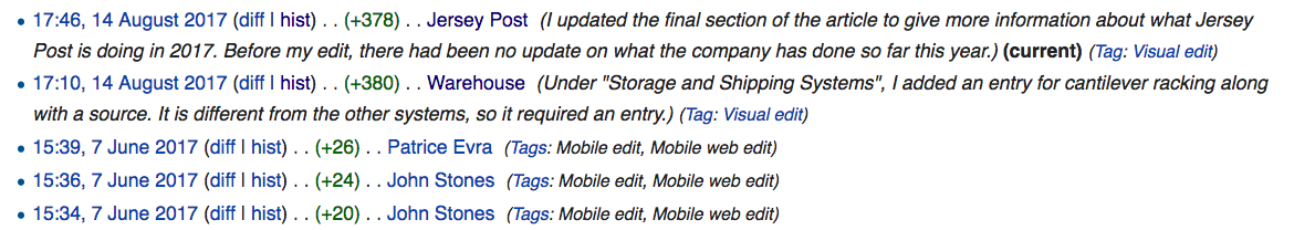 Ausschnitt aus Wikipedia-Referenzen