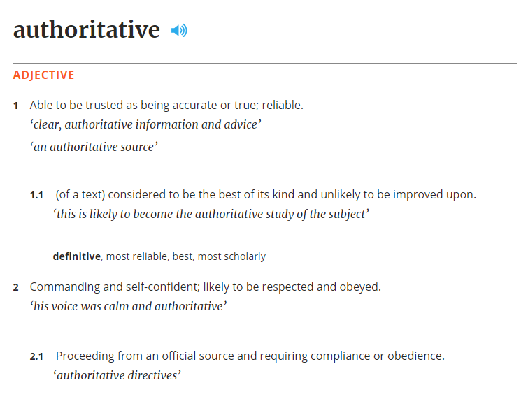 Oxford English Dictionary Definition von Autorität