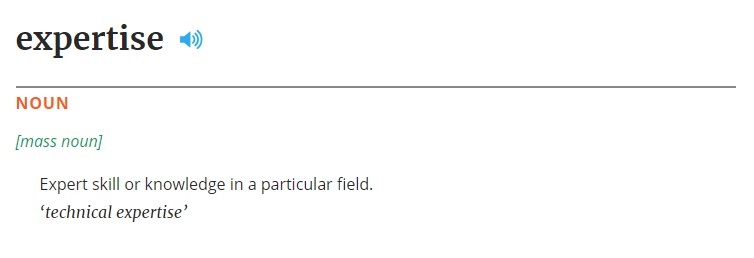 Definition von Expertise im Oxford English Dictionary