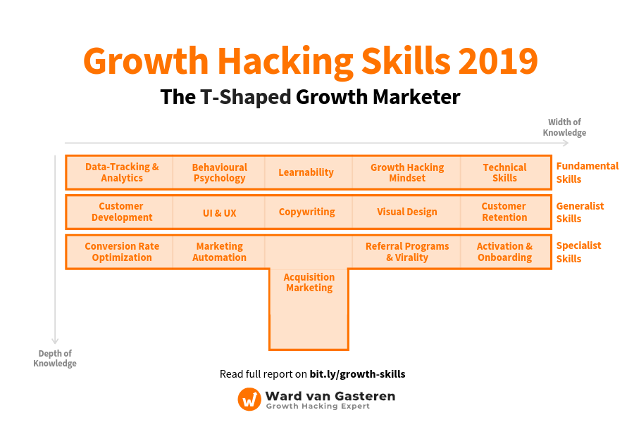 Diagramm, das die Fähigkeiten eines Wachstumshackers im Jahr 2019 zeigt